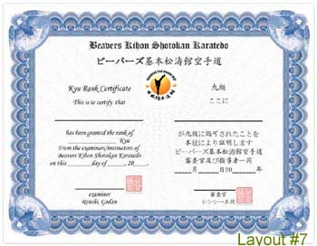 Shotokan Karate Custom 11 X 14 certificate 